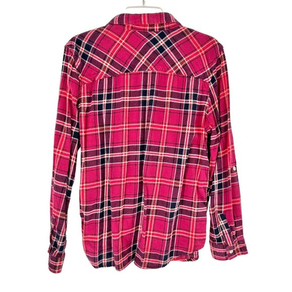 Basic Editions Set of 2 Flannel Shirts Men's XL Red and Blue Button Front LS - Picture 5 of 11